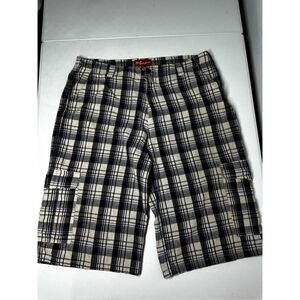 M. Gordon Cargo Shorts Mens Sz 38 Classic Outdoor Utility Cotton Plaid Check 26”